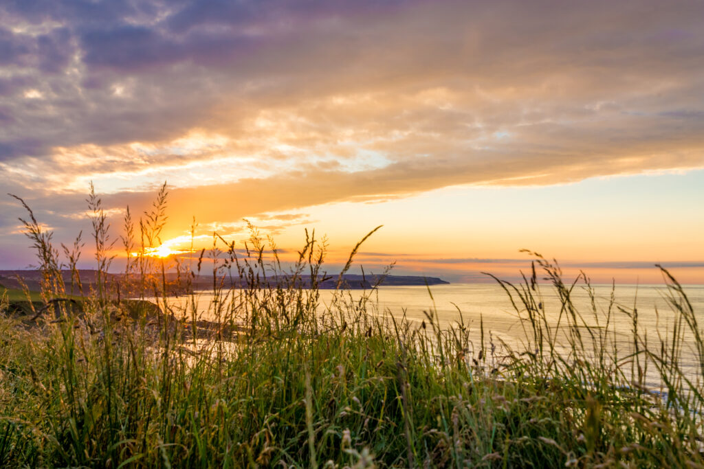 The sun goes down over Filey, North Yorkshire