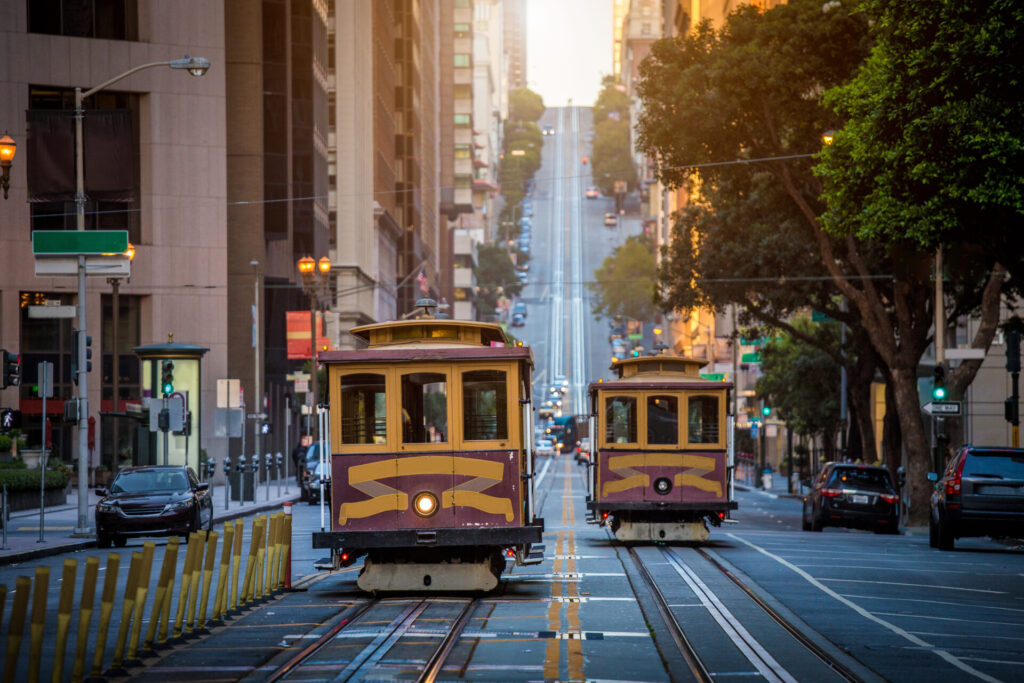 Cable cars on California Street, San Francisco