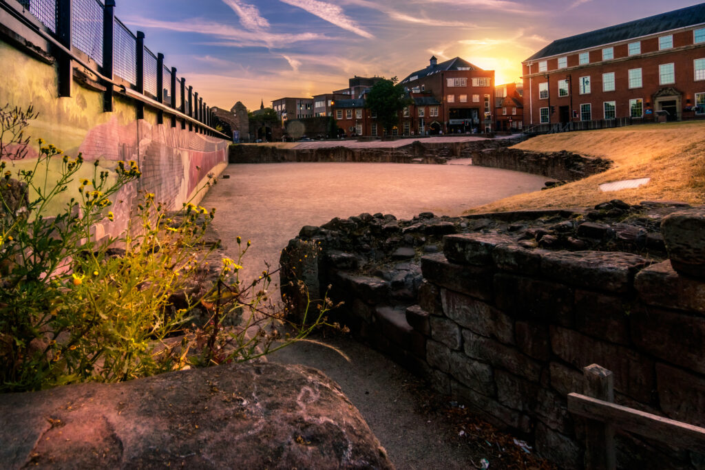 The sun sets over Chester’s Roman Amphitheatre