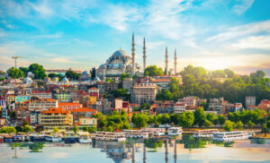 Istanbul city with the view on Golden horn bay