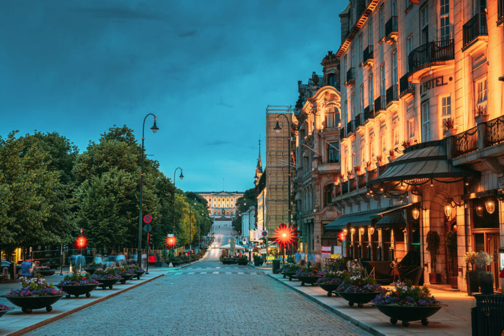 Karl Johans gate street in Oslo’s Sentrum district