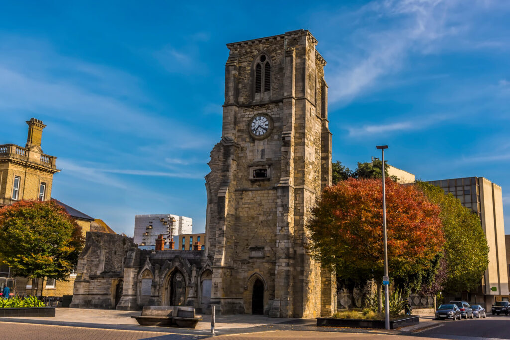 The ruins of a fourteen-century church in Southampton