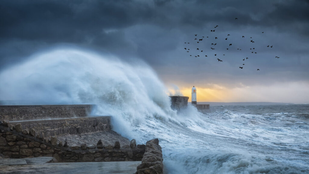 Crashing waves at Porthcawl.