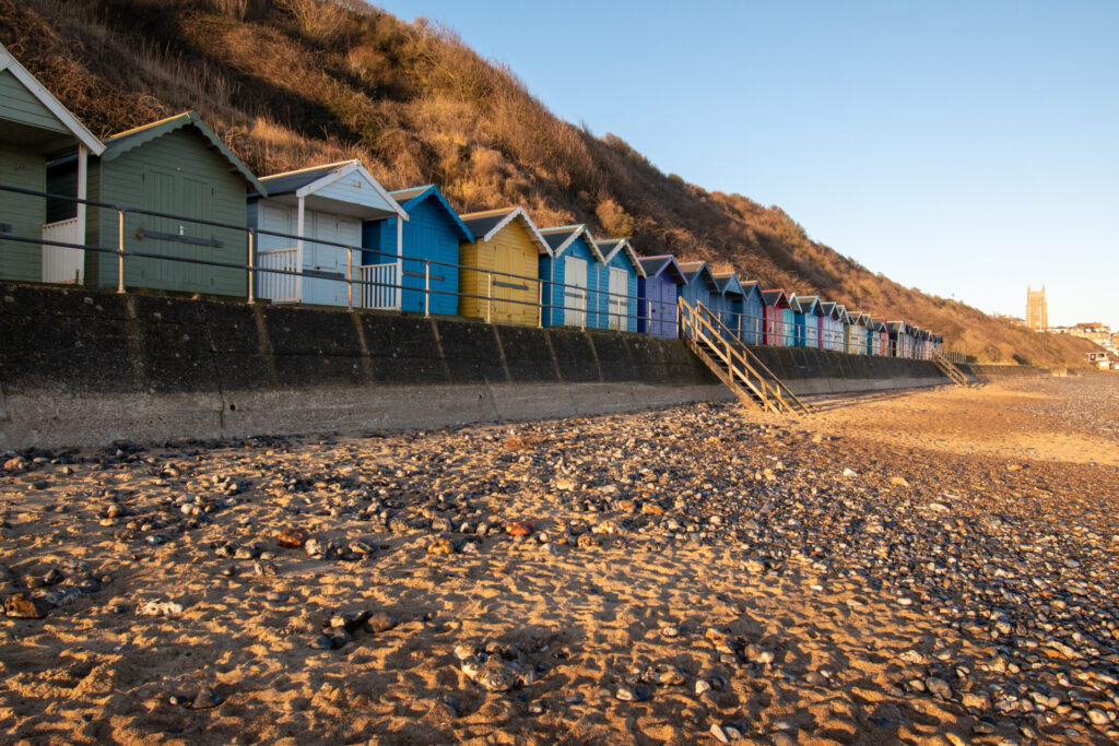 Colourful beach huts on Cromer beach