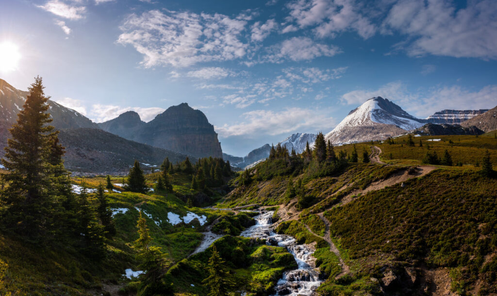 A hiking trail to Cirque Peak, Banff, Alberta