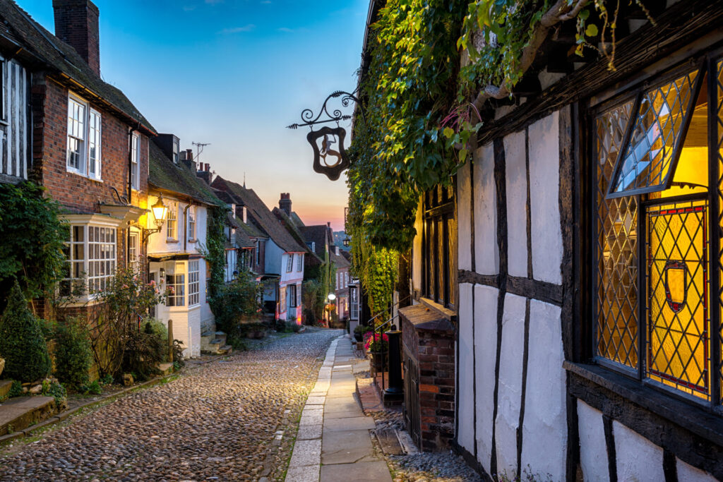 Dusk in the historic Sussex town of Rye