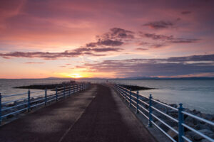 Sunset on the pier in Morecambe