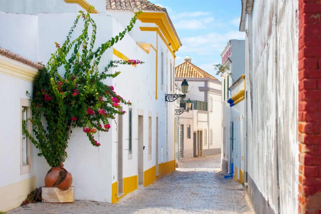 Whitewashed houses in Faro Old Town